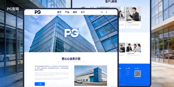 PG官网首页全景预览，突出其简洁专业的网站设计风格