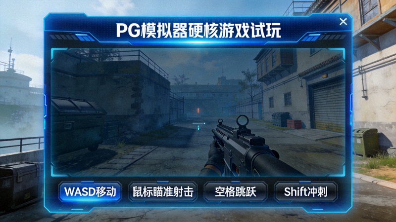 PG模拟器内硬核游戏试玩主界面与操作提示
