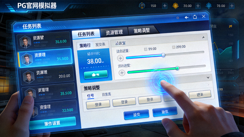 玩家正在PG官网模拟器中体验复杂策略操作的界面截图，展示了多任务并行的游戏机制